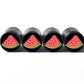 Watermelon Slice Tire Valve Stem Caps - Black Aluminum - Set of Four