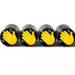Waving Hand Emoji Tire Valve Stem Caps - Black Aluminum - Set of Four