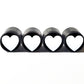 White Heart Emoji Tire Valve Caps - Black Aluminum - Set of Four