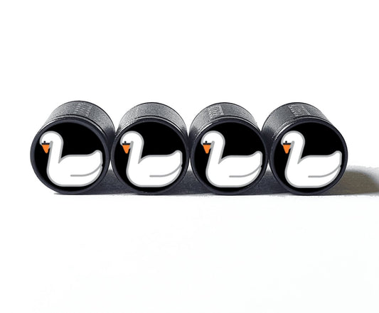 White Swan Emoji (Style 1) Tire Valve Caps - Black Aluminum - Set of 4