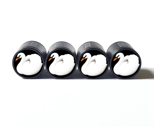 White Swan Emoji (Style 2) Tire Valve Caps - Black Aluminum - Set of 4