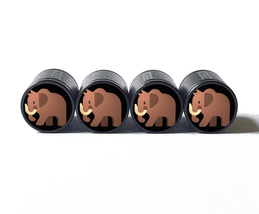 Woolly Mammoth Emoji Tire Valve Caps - Black Aluminum - Set of Four