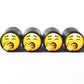 Yawning Face Emoji Tire Valve Caps - Black Aluminum - Set of Four