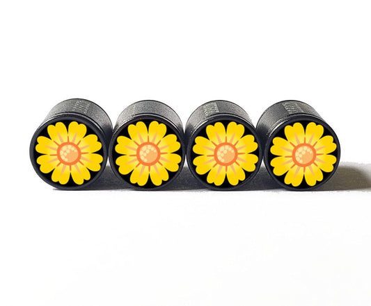 Yellow and Orange Flower Emoji (Type 1) Tire Valve Caps - Set of Four