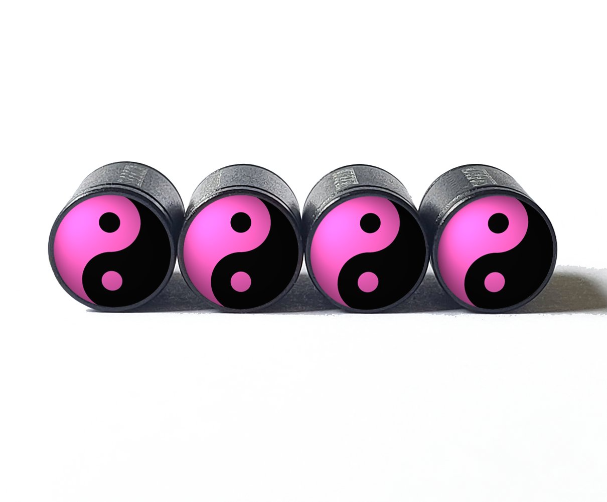 Yin and Yang Tire Valve Caps - Black Aluminum - Set of Four